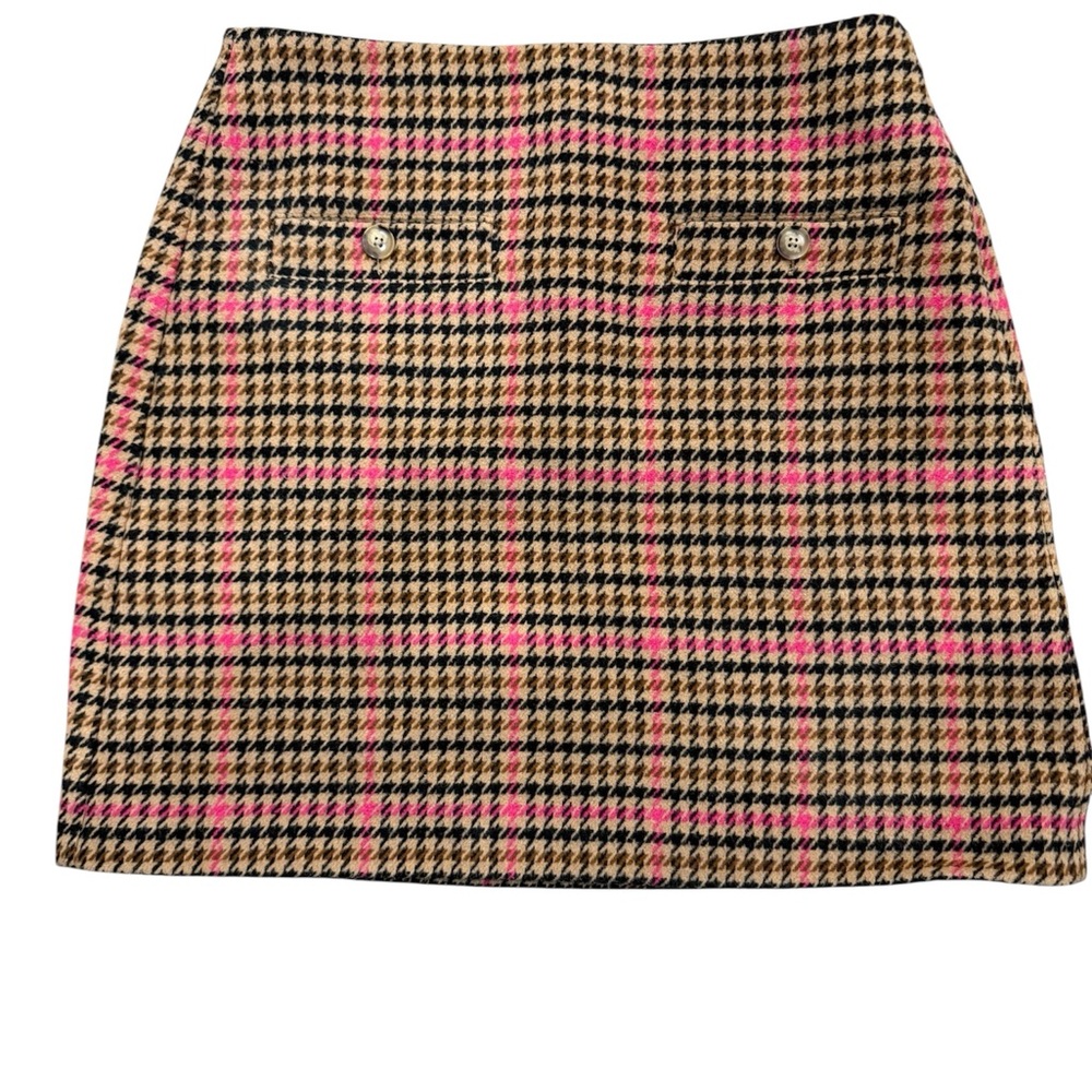 LOFT Pink and Tan Plaid Mini Skirt
